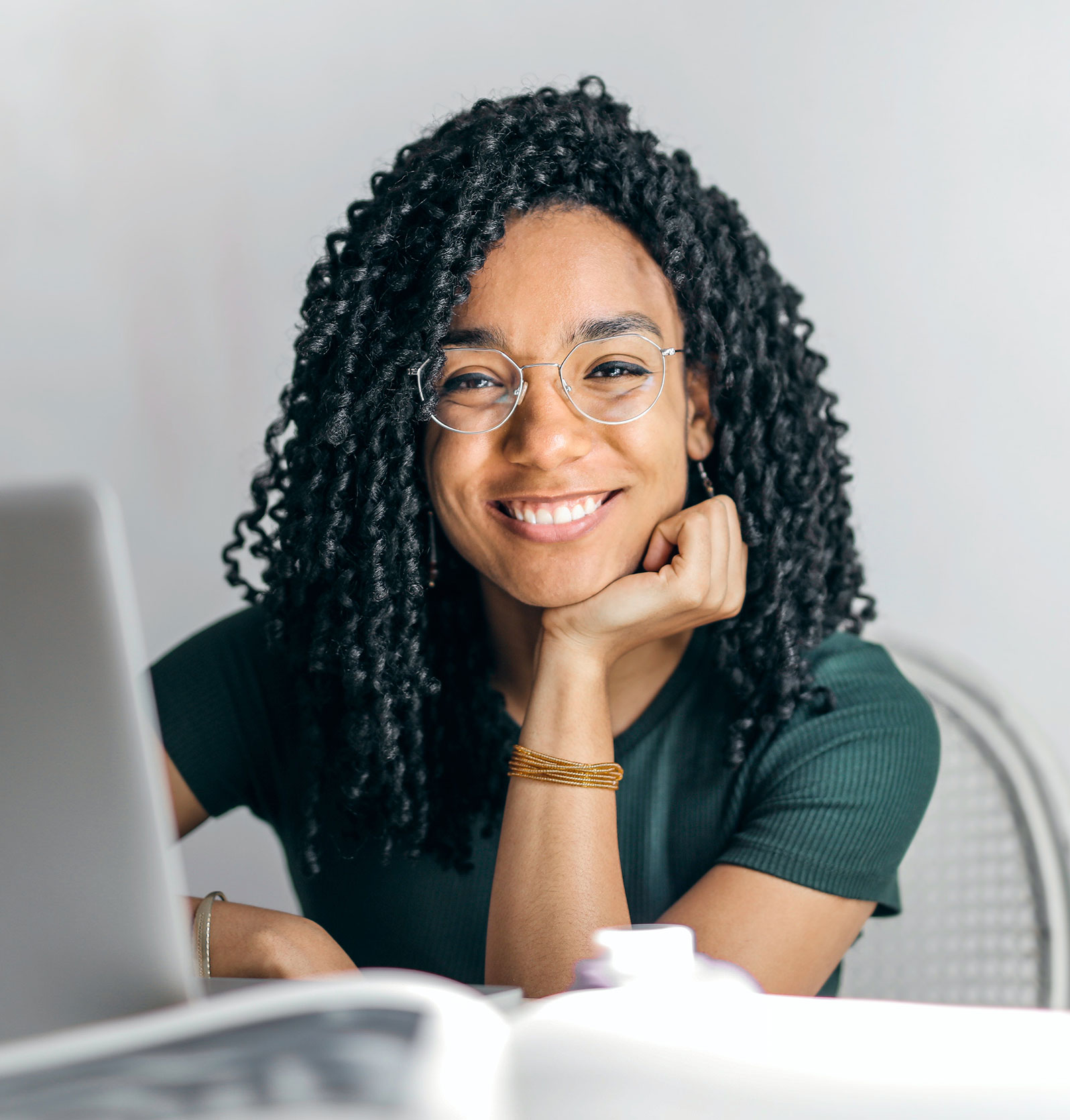 Woman with Reading Glasses Smiling Woman with Reading Glasses Smiling